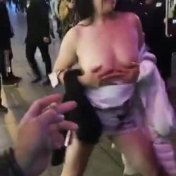 Crazy Chinese dance naked in the street in front of crowed