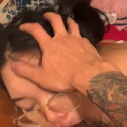 Chinese on her knees, giving me head