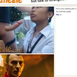 Thai couple. Slut sucks cock and gets a powerful cumshot on her face. Voyeur in omegle